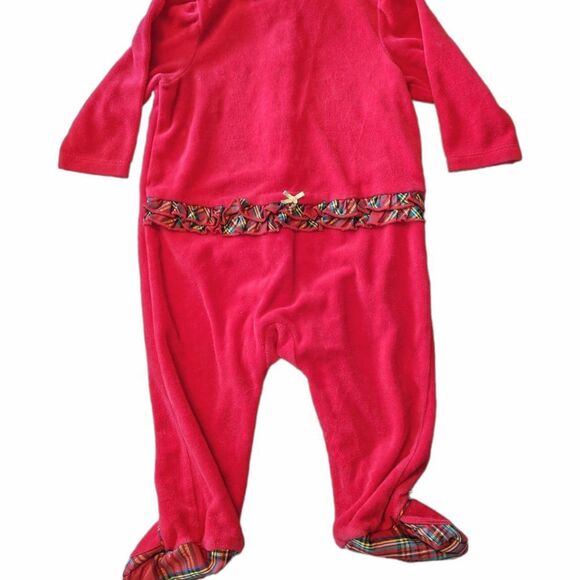 Baby Little Me Red Velvet Christmas Footsie, Size 9 Months - Picture 5 of 6
